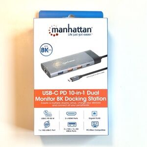 Manhattan Gray USB-C PD 10-in-1 Dual Monitor 8K Docking Station